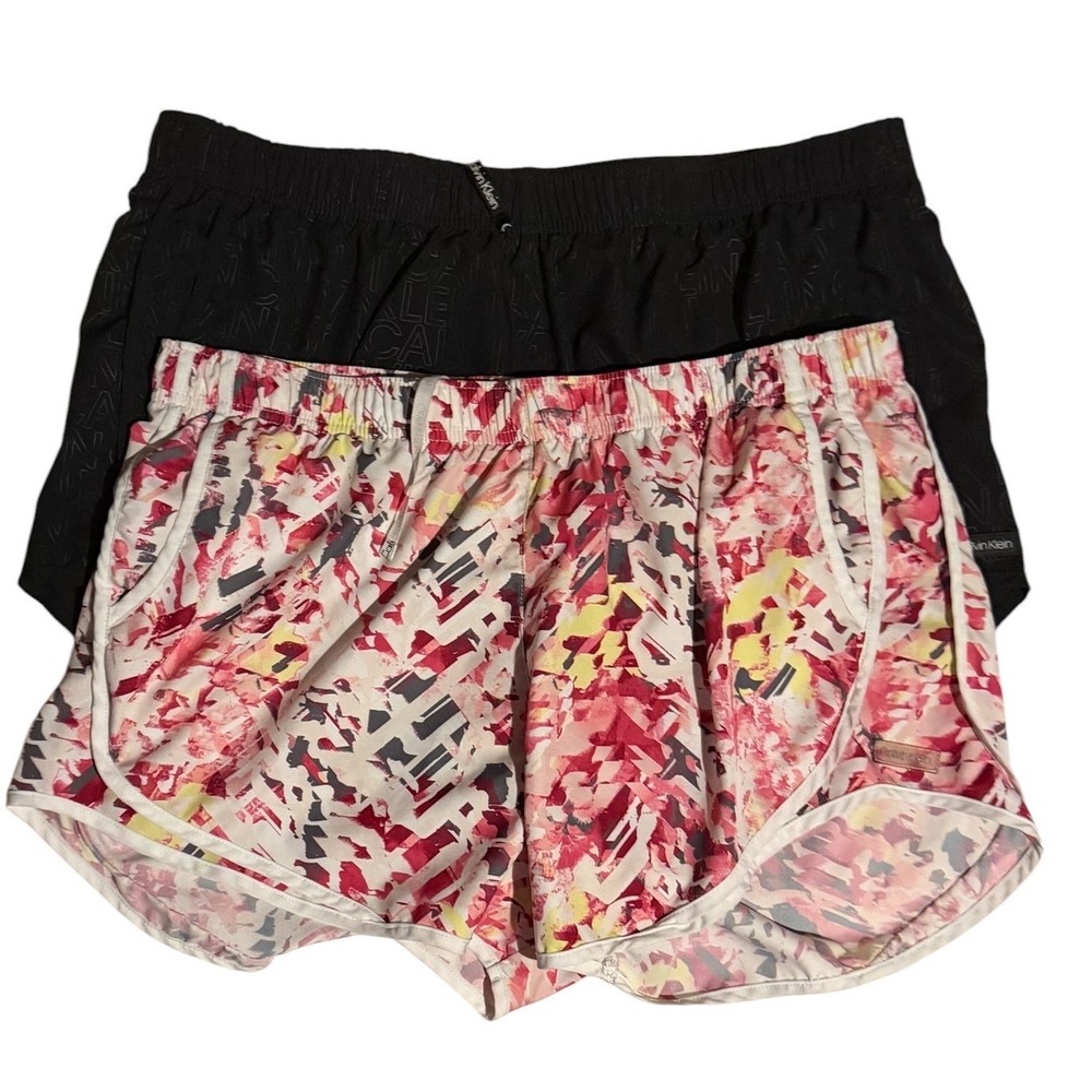 Calvin Klein Performance Womens XL Running Shorts Bundle Black Logo Pink Floral